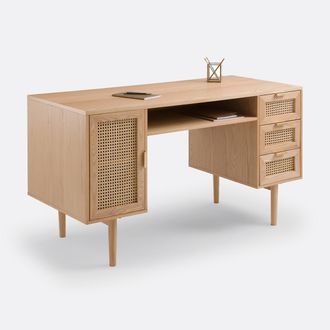 Sohome Bureau dubbele blok in gefineerd eiken en rotan, Loris