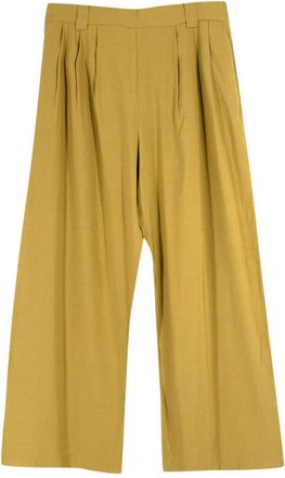 Momoni Olive Green Wide Leg Linen Trousers Size XL
