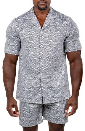 Maceoo Marthy Short Sleeve Button-Up Shirt in Grey at Nordstrom, Size 2