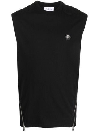 Philipp Plein Hexagon zip-detail quilted tank top - Black