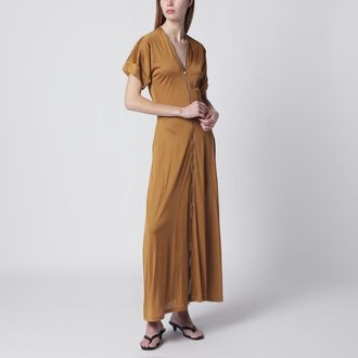 Christophe Lemaire Cinnamon-brown zip-up dress in cotton-viscose jersey