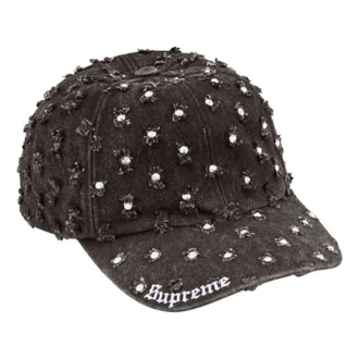 SUPREME FW26 Hole Punch Rhinestone Denim 6-Panel Black SUP-FW26-1072-BLK