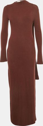 Reformation Dark Plum Knit Scarf Detail Maxi Dress