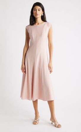 Nordstrom Seamed Wool Blend Midi Dress in Pink Smoke at Nordstrom, Size Xx-Large