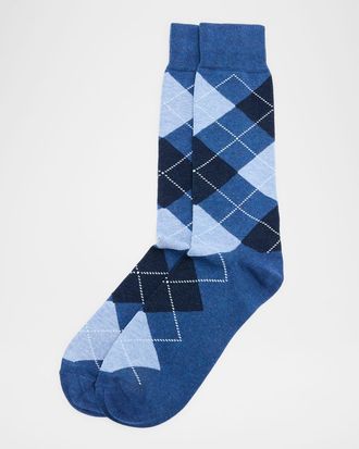 Neiman Marcus Mens Argyle Crew Socks
