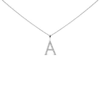 House of Brilliance Sterling Silver Diamond Accent C Initial Pendant Necklace