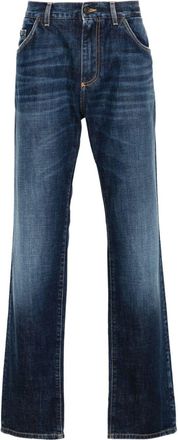 Dolce & Gabbana logo-embroidered jeans - men - Cotton/Polyester - 54 - Blue