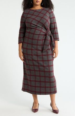Renee C Plaid Boat Neck Maxi Dress in Charcoal at Nordstrom Rack, Size 1 X