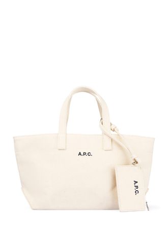 A.P.C. Minimalist Beige Cotton Tote with Detachable Pouch