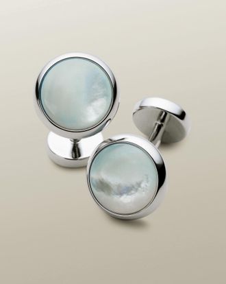 CHARLES TYRWHITT Mother Of Pearl Cufflinks - Light Blue by Charles Tyrwhitt
