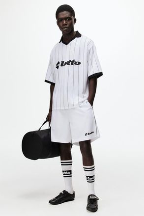 H&M Relaxed Fit Football Shorts in White/lotto at Nordstrom, Size Xx-Large