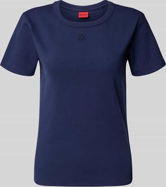 HUGO BOSS T-Shirt mit Rundhalsausschnitt und Label-Stitching in Marine, Gr&ouml;&szlig;e S
