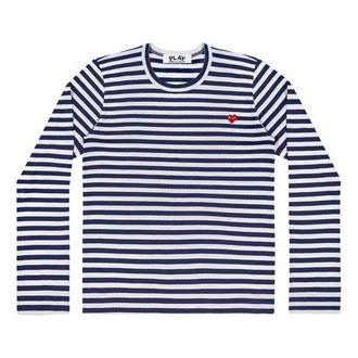 Comme Des Gar&ccedil;ons (WMNS) COMME des GARCONS PLAY Striped Long Sleeves Tee Navy AZ-T207-051-1