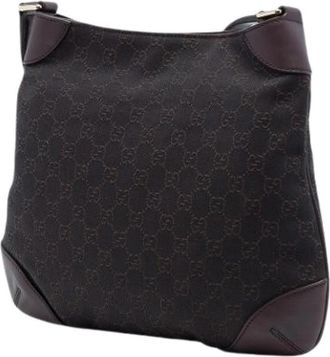 Gucci Pre-owned Vintage Denim Shoulder Bag - Dames - Vintage Schoudertas - Bruin - ONE Size - Denim - Vintage