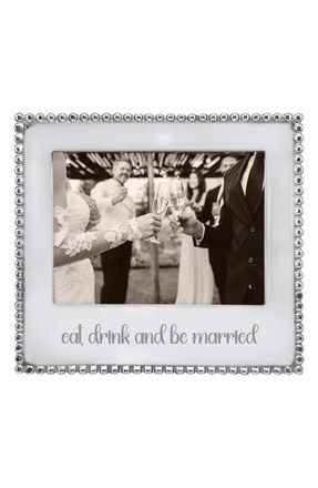 Mariposa Beaded Eat Drink & Be Married 5 x 7-Inch Picture Frame in Silver at Nordstrom