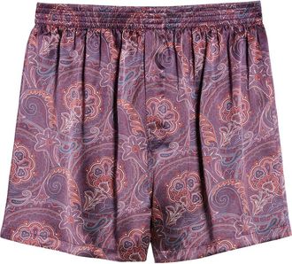 Majestic International Paisley Silk Boxers in Burgundy at Nordstrom, Size X-Large