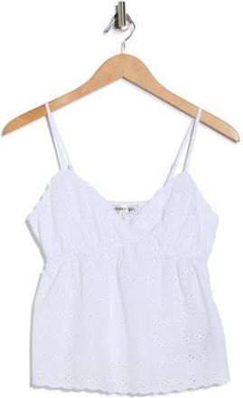 Madden Girl Eyelet Babydoll Cotton Camisole in White at Nordstrom Rack, Size X-Large
