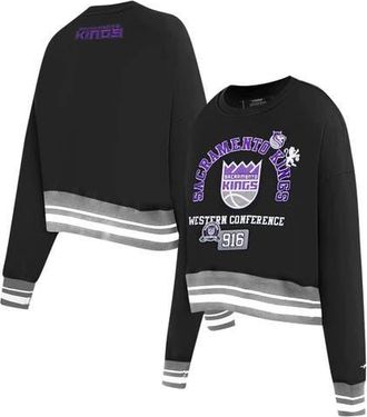 Pro Standard Womens Pro Standard Black Sacramento Kings Area Code Cropped Pullover Sweatshirt at Nordstrom, Size X-Large