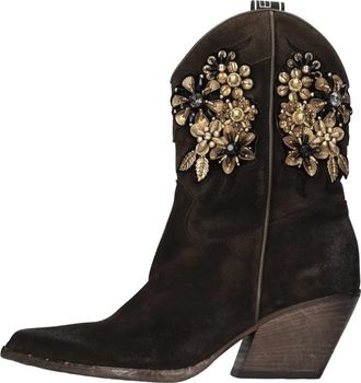 Elena Iachi Hombre Militare Enkelboot - Dames - Cowboylaarzen - Bruin - 38 1/2 EU - Leer - Schoenen
