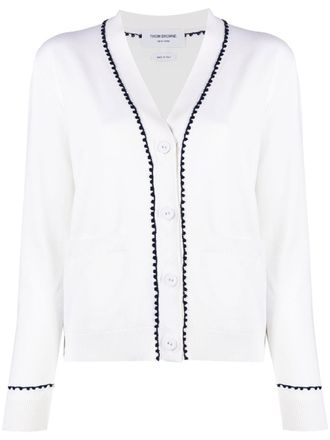Thom Browne Cardigan con scollo a V - Bianco