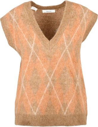Selected V-hals Vest - Dames - V-hals truien - Bruin - S - Wol - Truien & Vesten