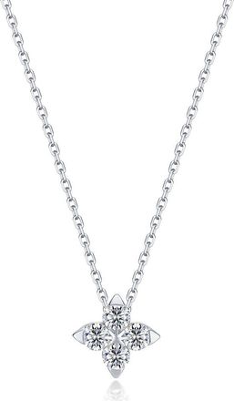 Lafonn Trillium Bud Simulated Diamond Pendant Necklace in Silver at Nordstrom, Size 18