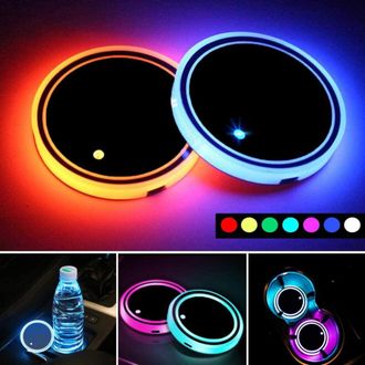 OEM Adecuado Para 2 Luces Led Para Portavasos, 7 Colores, Recargables Por Usb, 3 Modos, Portavasos Universal Para Coche: Compatible Con La Mayor&iacute;a De Los 