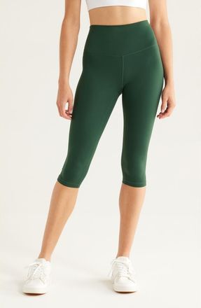 Zella Studio Luxe High Waist Capri Leggings in Green Park at Nordstrom, Size X-Small