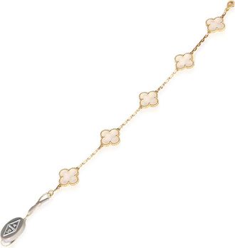 Van Cleef & Arpels Pre-Owned Van Cleef & Arpels Yellow Gold Rock Crystal Vintage Alhambra Bracelet