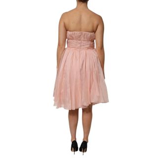 Dolce & Gabbana Womens Pink Silk Chiffon A-Line Pleated Midi Dress