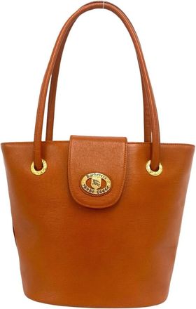 Burberry Orange Leather Handbag Shoulder Bag Tote Bag (Pre-Owned)