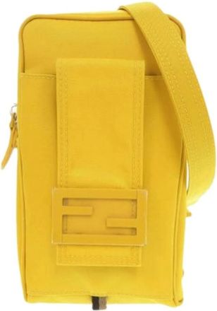 Fendi Pre-owned Cross Body Bags, female, Yellow, Size: ONE SIZE Pre-owned Nylon Cross Body Bag