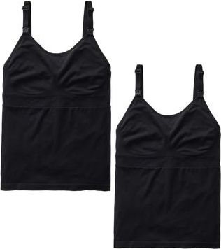 Ingrid & Isabel Seamless Nursing + Pumping Cami 2-Pack Bundle in Black/black at Nordstrom, Size X-Large