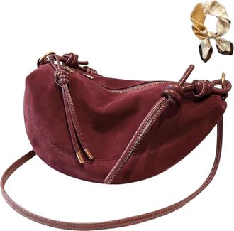 Generic Womens Suede Chocolate Brown Crossbody Bag, Fashion Dumpling Hobo Shoulder Bag, Vintage Slouchy Small Purse Handbag