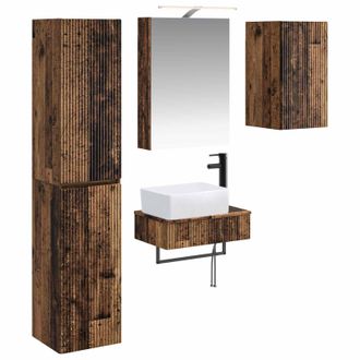 vidaXL Juego De Muebles De Ba&ntilde;o 5 Pcs Madera Envejecida Vidaxl