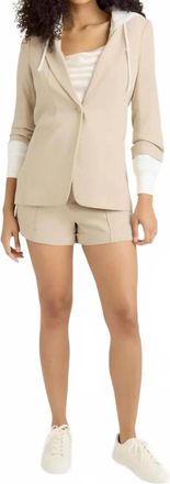 Cinq &agrave; Sept Hooded Khloe Jacket In Khaki/white