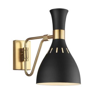Loops Wall Light Sconce Midnight Black / Burnished Brass LED E27 60W Bulb