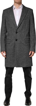 Dolce & Gabbana Gray Wool Blend Long Trench Coat Men Jacket Virgin Cotton Polyester Clothing
