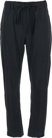 Semicouture buddy Black Pants With Elastic Drawstring Waist In Cotton Blend Stretch Woman