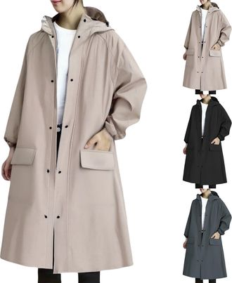 Generic Lightweight Waterproof Jacket Womens Casual Active Outdoor Walking Raincoats with Hooded Breathable Zip Up Softshell Jackets with Pockets Ladies Plus 