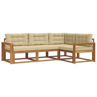 vidaXL Conjunto De Sof&aacute;s De Exterior Con Coj&iacute;n 4 Pcs Natural Y Beige Vidaxl