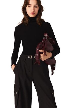 Maje Second-skin sweater with a high neck in Black at Nordstrom, Size X-Small