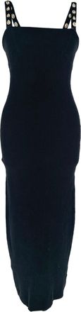 Staud Staud Rio Shell-Embellished Strap Midi Dress in Black Cotton