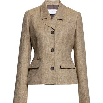 Ferragamo Single Breasted Linen Jacket in Beige Multi at Nordstrom, Size 12 Us