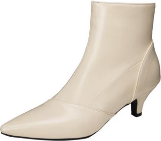 Generic Womens Elegant 5cm Kitten Heel Ankle Boots with Pointed Toe, for Daily & Office,Beige,1.5 UK