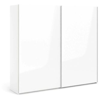 Dmora Guardaroba 2 ante Cyrille, Mobile camera da letto, Cabina armadio portabiti, Armadio appendiabiti, 243x61 h220 cm, Bianco lucido - Dmora