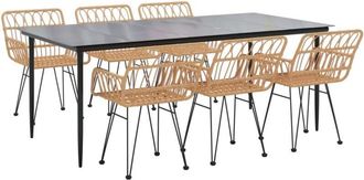 vidaXL 7 Piece Garden Dining Set Poly Rattan Vidaxl