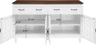 STILVORA Aparador Con 4 Puertas, 2 Cajones Y Estantes Ajustables, Tablero En Contraste, Para Sal&oacute;n, Blanco