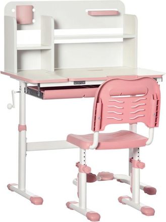 HOMCOM Homcom - Juego De Escritorio Y Silla Para Ni&ntilde;os De +3 A&ntilde;os Con Altura Ajustable Pupitre Infantil Con Tablero De Mesa Inclinable Caj&oacute;n 80x52x88-109 Cm