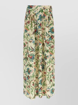 Etro cotton floral print pleated skirt